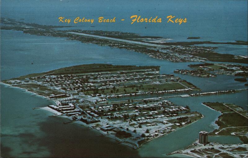 Vintage aerial view of Key Colony Beach Florida. FloridaKeysVillas.com