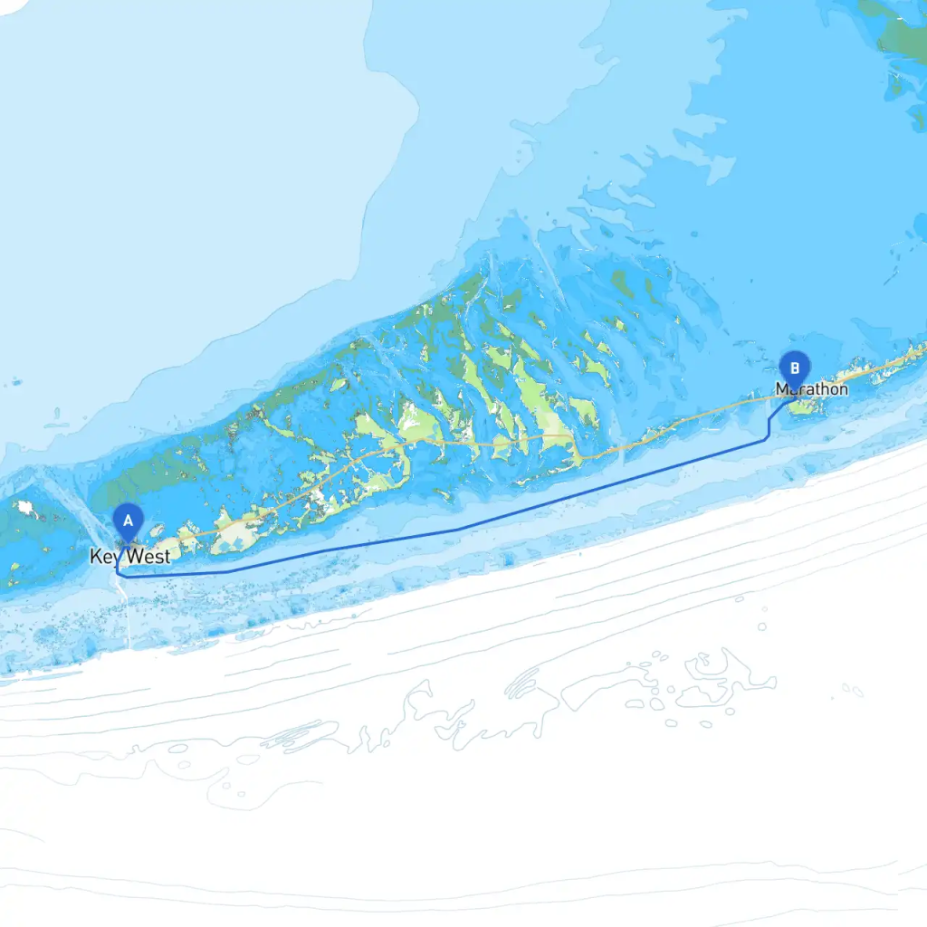 Map Marathon Florida to Key West by boat - FloridaKeysVillas.com