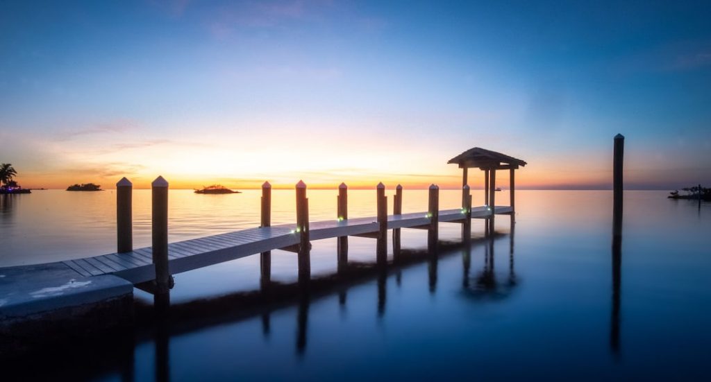 Marathon Florida vacation rental canal dock sunset. FloridaKeysVillas.come